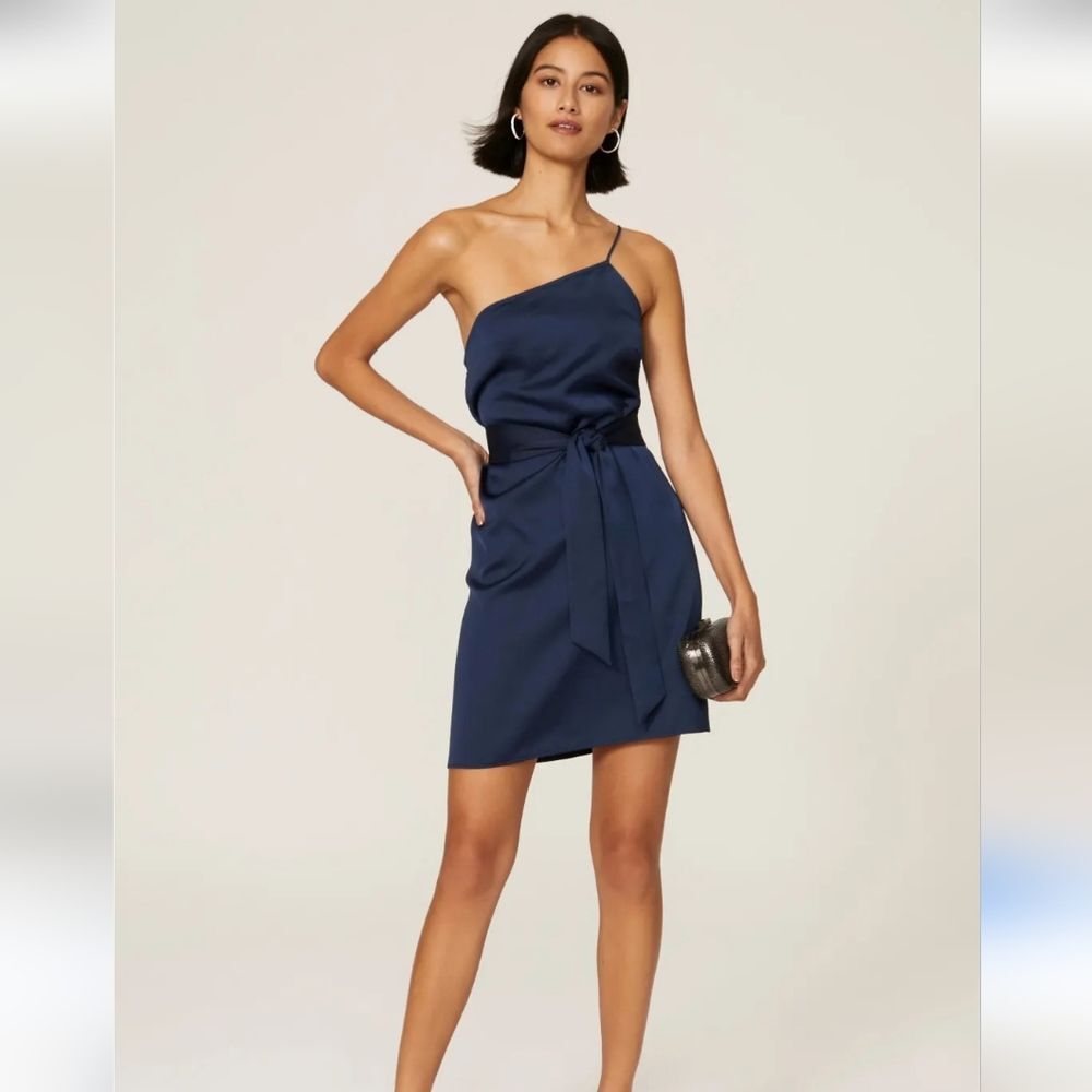 Marissa Webb Dark Blue One Shoulder Mini Dress Size 4